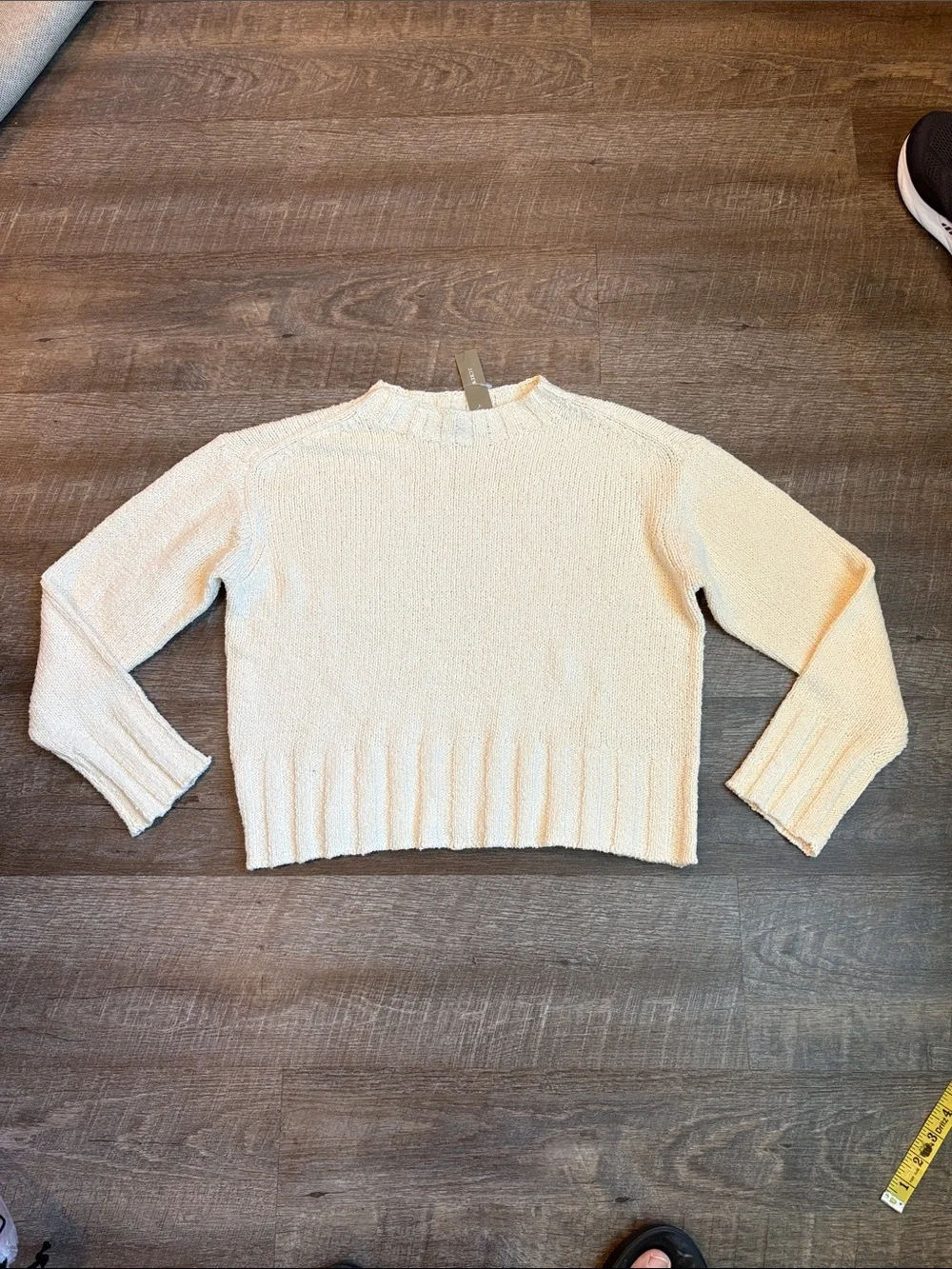 J. Crew Relaxed Crewneck Sweater Women’s S Antique White Textured NWT